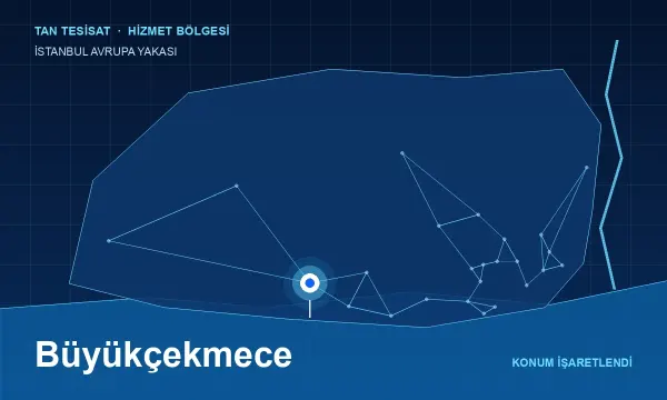 İstanbul Avrupa Yakası haritasında Büyükçekmece hizmet bölgesi işaretli