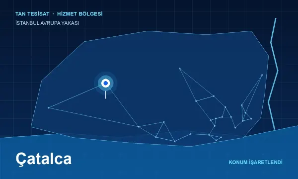 İstanbul Avrupa Yakası haritasında Çatalca hizmet bölgesi işaretli