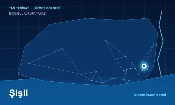 İstanbul Avrupa Yakası haritasında Şişli hizmet bölgesi işaretli