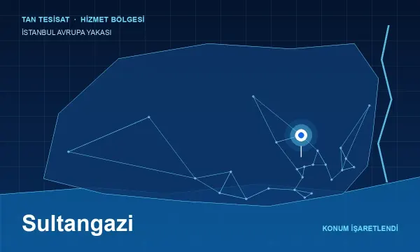 İstanbul Avrupa Yakası haritasında Sultangazi hizmet bölgesi işaretli